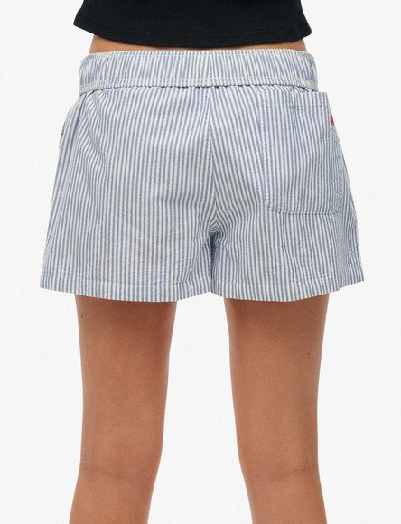 Superdry Damen Baumwolle elastische Short in Blau/Weiß gestreift Superdry Damen Baumwolle elastische Short in Blau/Weiß gestreift