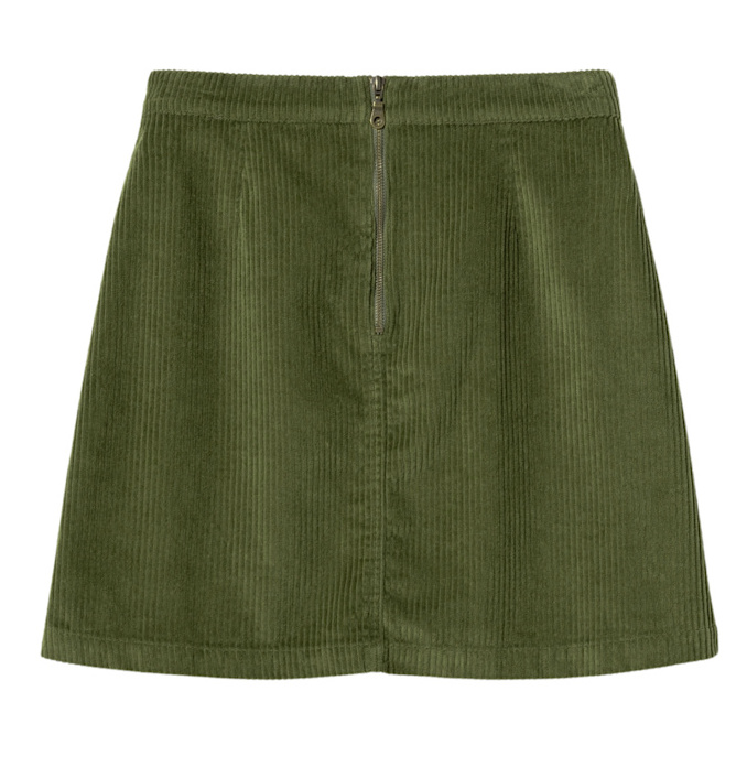 Mademoiselle YeYe Breitripp Cord Rock in Pesto Grün Oliv - SALE