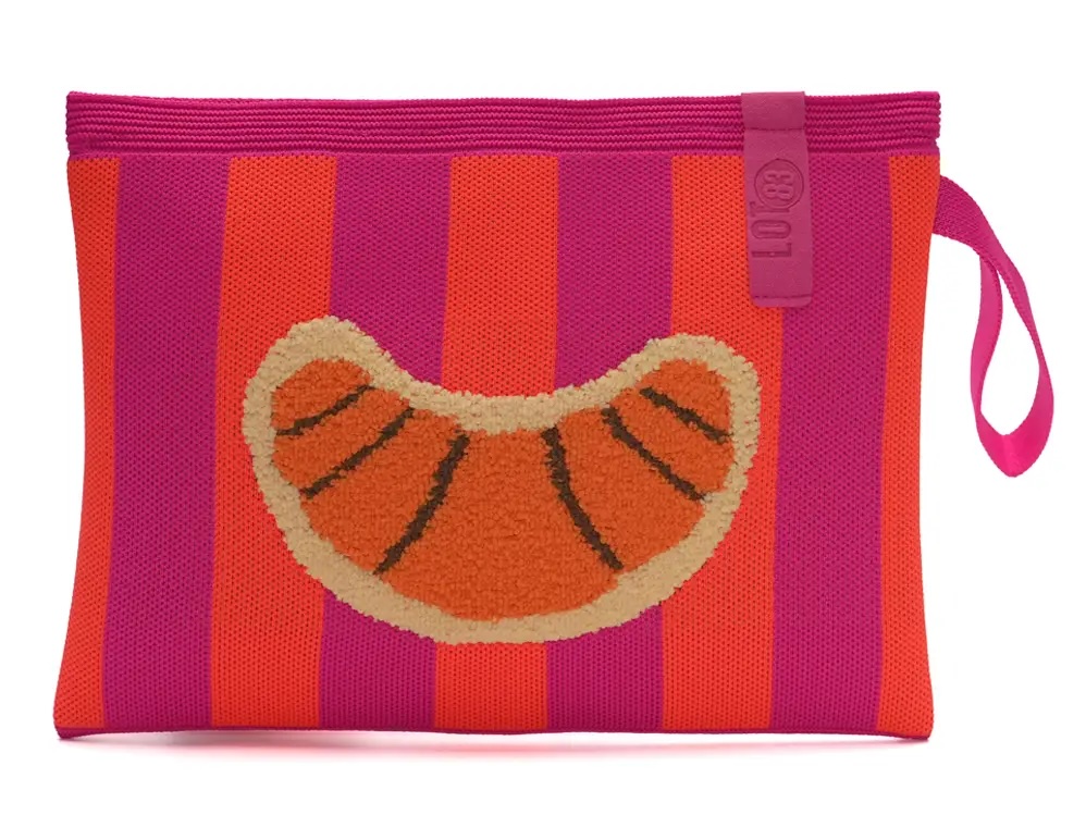 LOT83 Rebel Billie Tasche Kosmetiktasche Pink & Orange Gestreift - Croissant LOT83 Rebel Billie Tasche Kosmetiktasche Pink & Orange Gestreift - Croissant