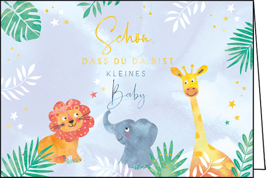 1-8210 Edition Gollong Grußkarte zur Geburt Blau - Schöne, dass Du da bist kleines Baby