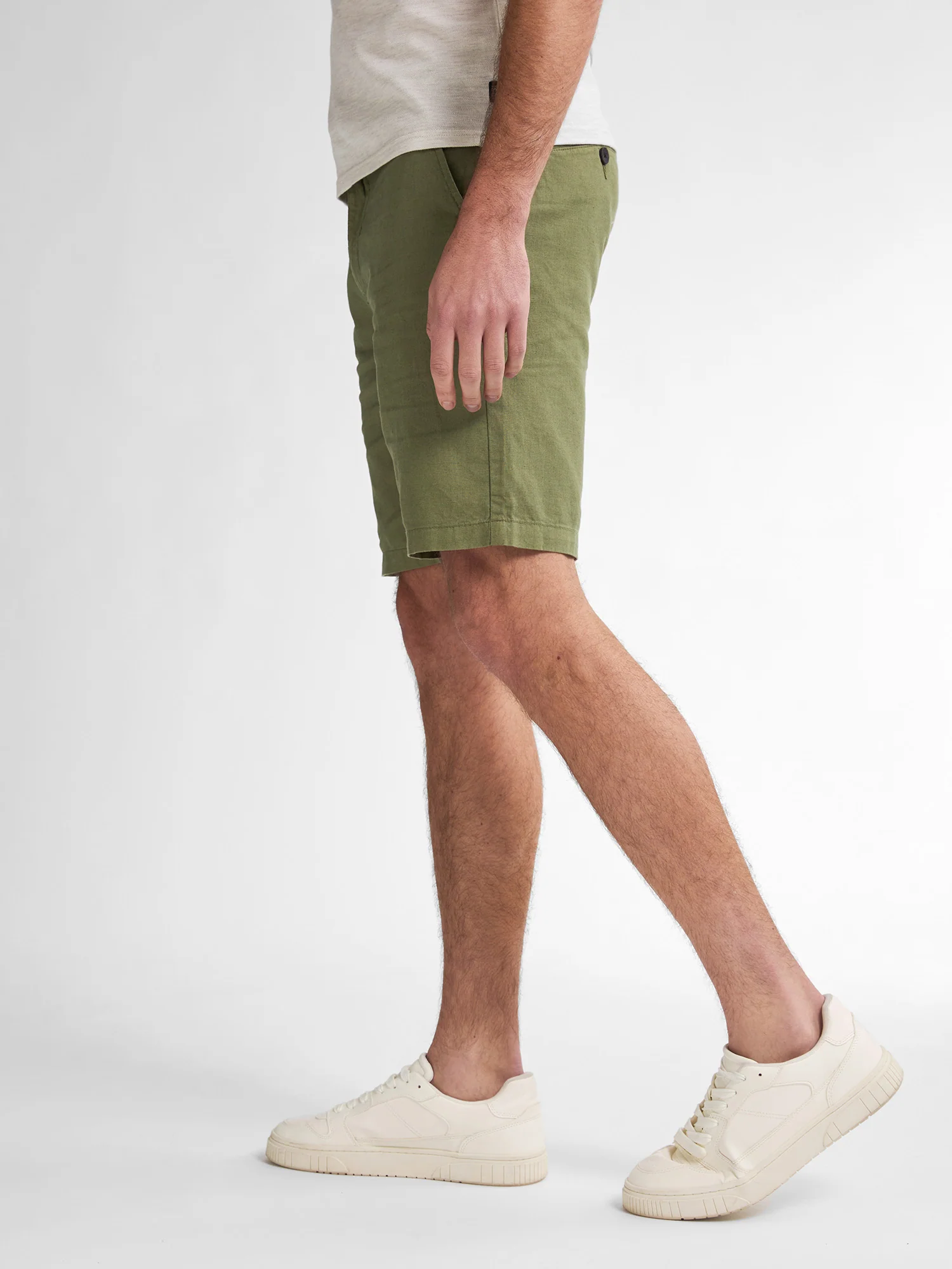 Petrol Industries Herren Leinen Chino Short Tropicwave in Oliv Grün
