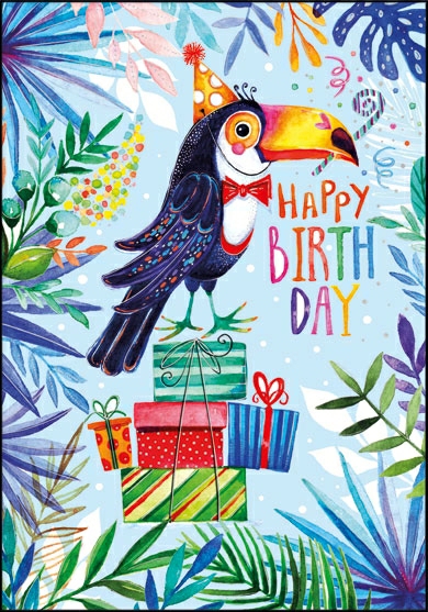 1-7293 Edition Gollong Grußkarte - Rita Berman - Happy Birthday Tukan