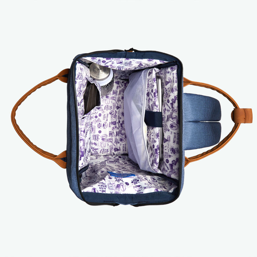 Cabaia Rucksack PARIS Large mit Laptop-Fach - Marineblau Meliert