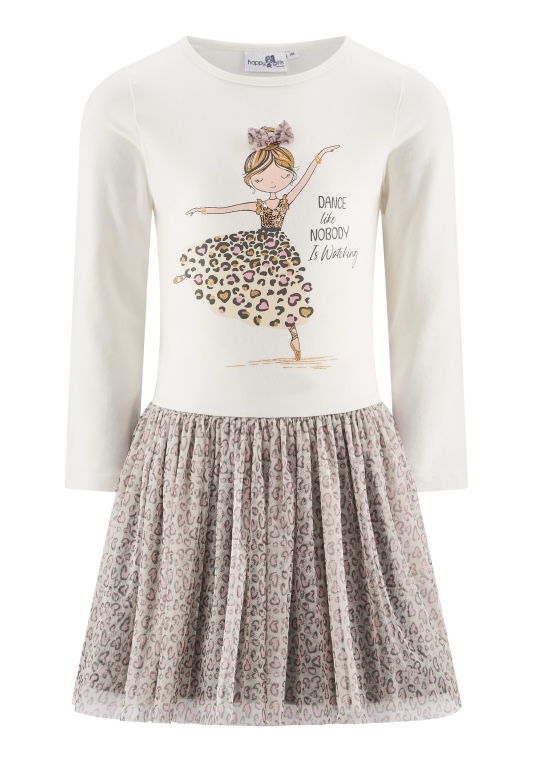 Happy Girls Jersey Kleid in Creme mit Tüllrock mit Leo Herzen - Tänzerin - Dance like nobody is watching