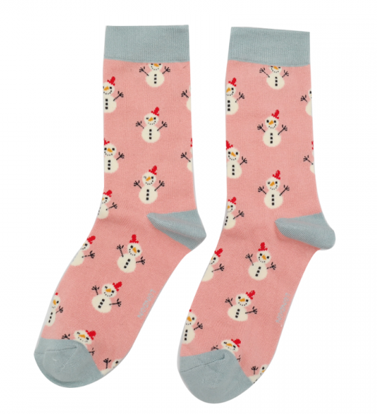miss-sparrow-socken-bamboo-little-snowmen-dusky-pi Miss Sparrow Socken Bamboo in Rosa - Schneemann