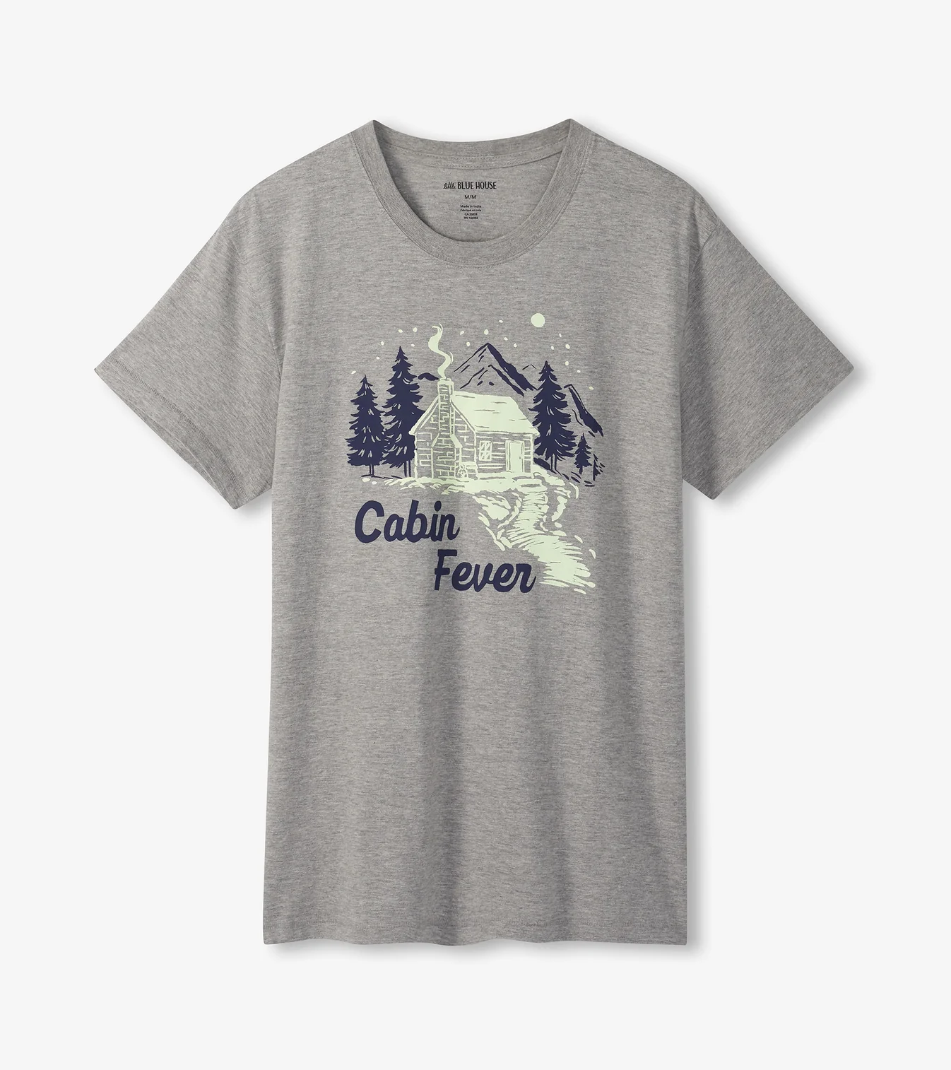Little Blue House Herren Kurzarm T-Shirt in Grau mit Glow in the Dark - Cabin Fever Little Blue House Herren Kurzarm T-Shirt in Grau mit Glow in the Dark - Cabin Fever
