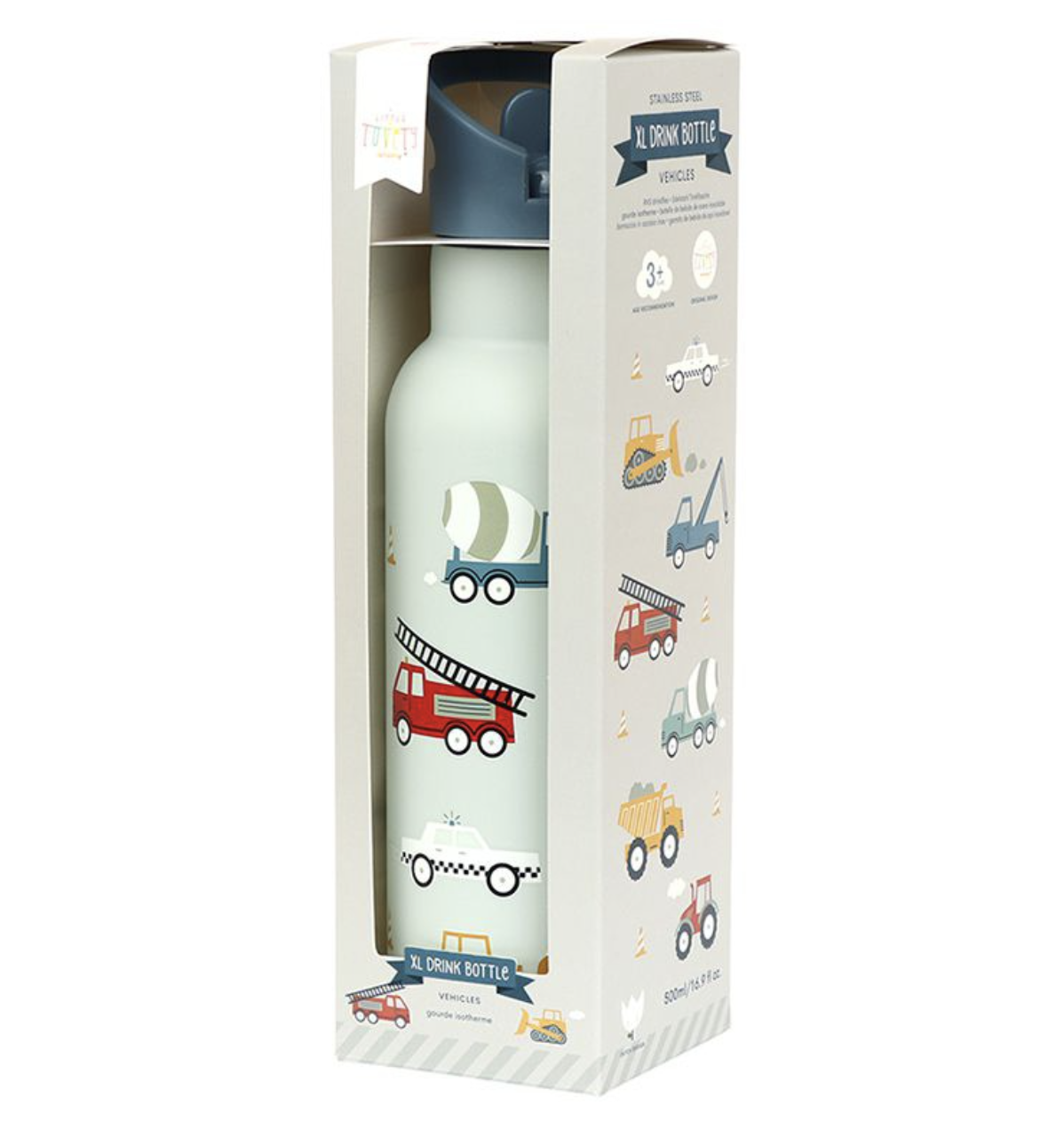 A Lovely Little Company Thermos Edelstahl Trinkflasche Groß mit Strohhalm - 500ml Fahrzeuge A Lovely Little Company Thermos Edelstahl Trinkflasche Groß mit Strohhalm - 500ml Fahrzeuge