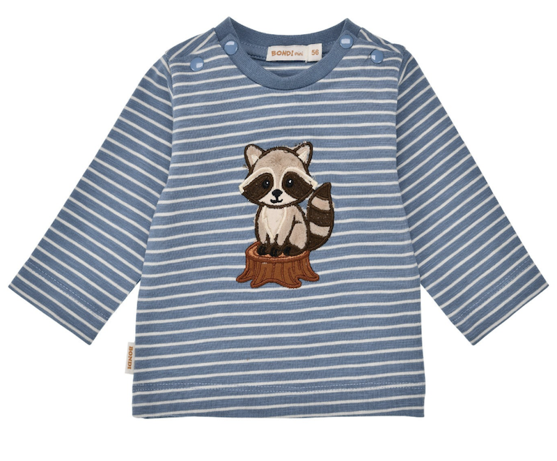 Bondi Baby Langarm T-Shirt Hellblau Gestreift - Fuchs