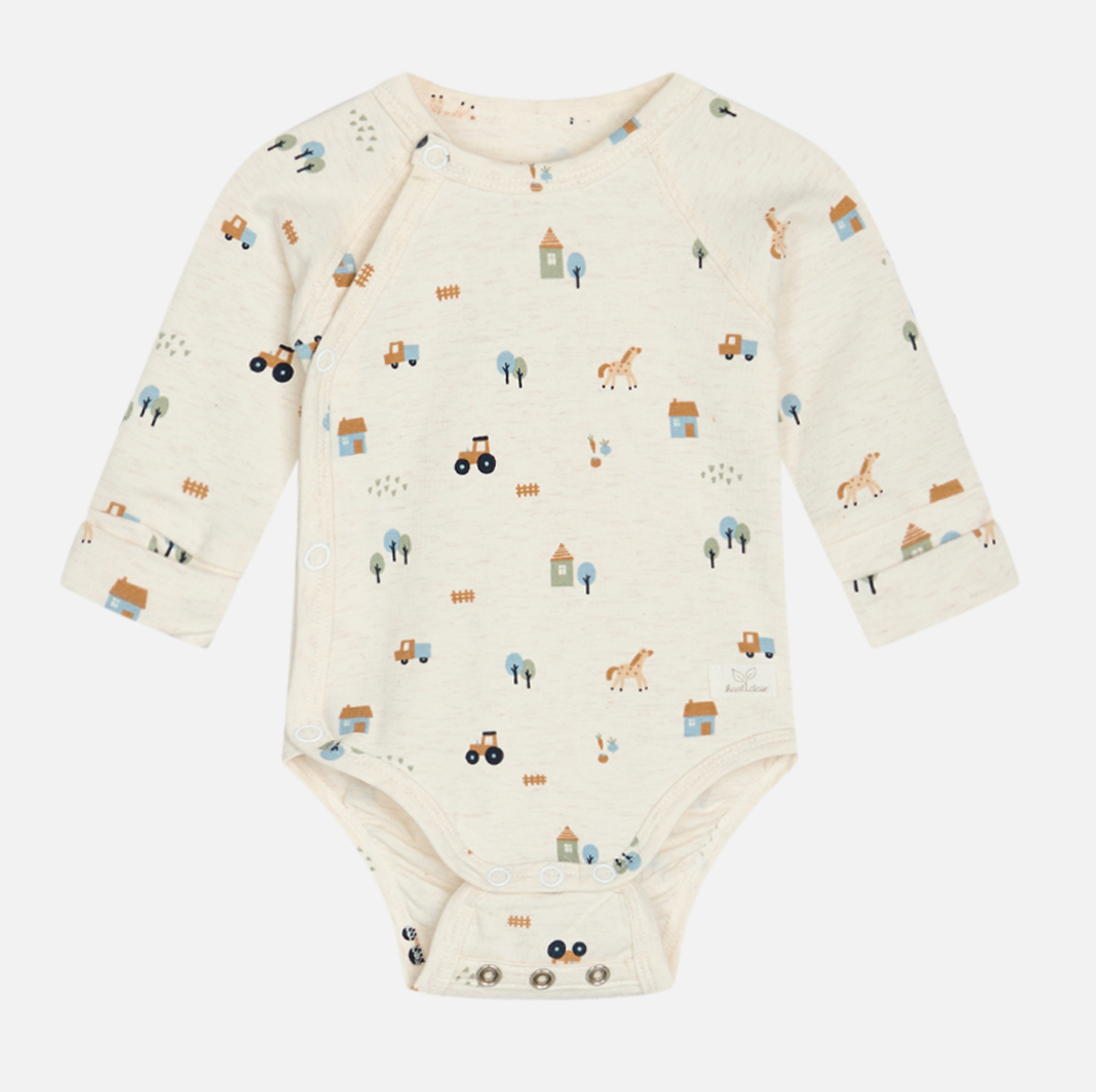 Hust & Claire Wickelbody Bing Langarm Body in Beige - Traktoren