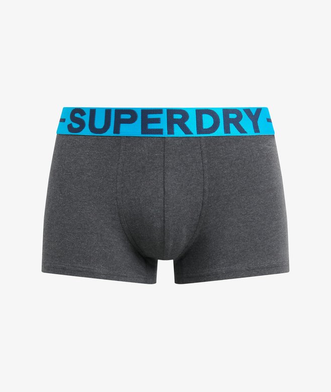 Superdry Trunk Boxer Shorts Unterhosen Bio-Baumwolle 3er Pack - Raven Black + Blau Marl Superdry Trunk Boxer Shorts Unterhosen Bio-Baumwolle 3er Pack - Raven Black + Blau Marl