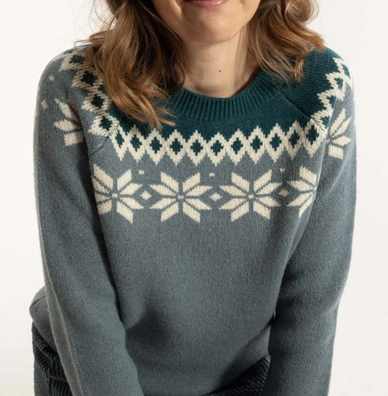 Danefae Danehytte Strickpullover in Grün - Schneeflocke - SALE Danefae Danehytte Strickpullover in Grün - Schneeflocke - SALE