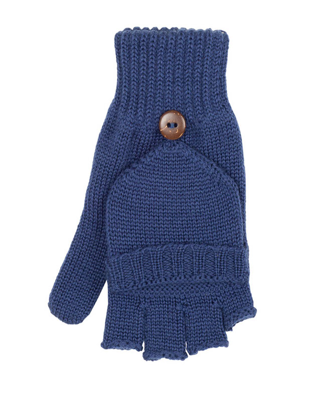 PURE PURE Merinowolle Kinderhandschuhe & Fäustlinge zum Umklappen - Blau