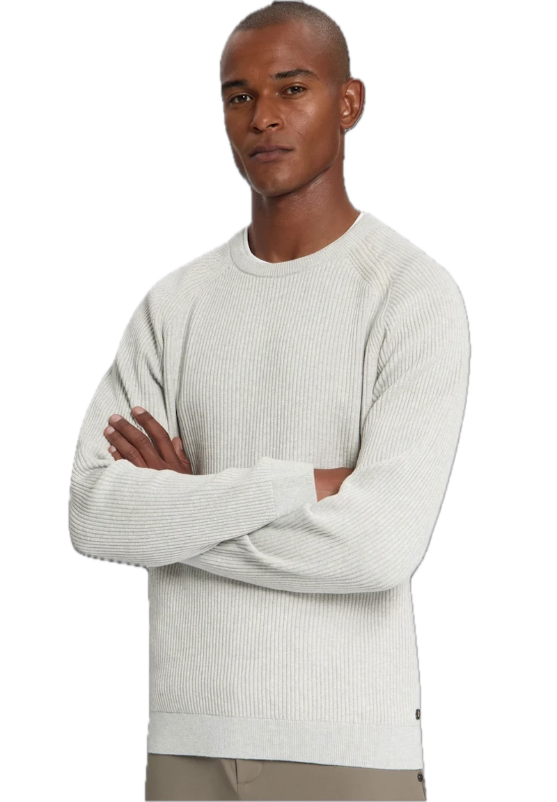 No Excess Herren Pullover mit Rundhalsausschnitt und Tuck Stitch | Light Grau Melange No Excess Herren Pullover mit Rundhalsausschnitt und Tuck Stitch | Light Grau Melange