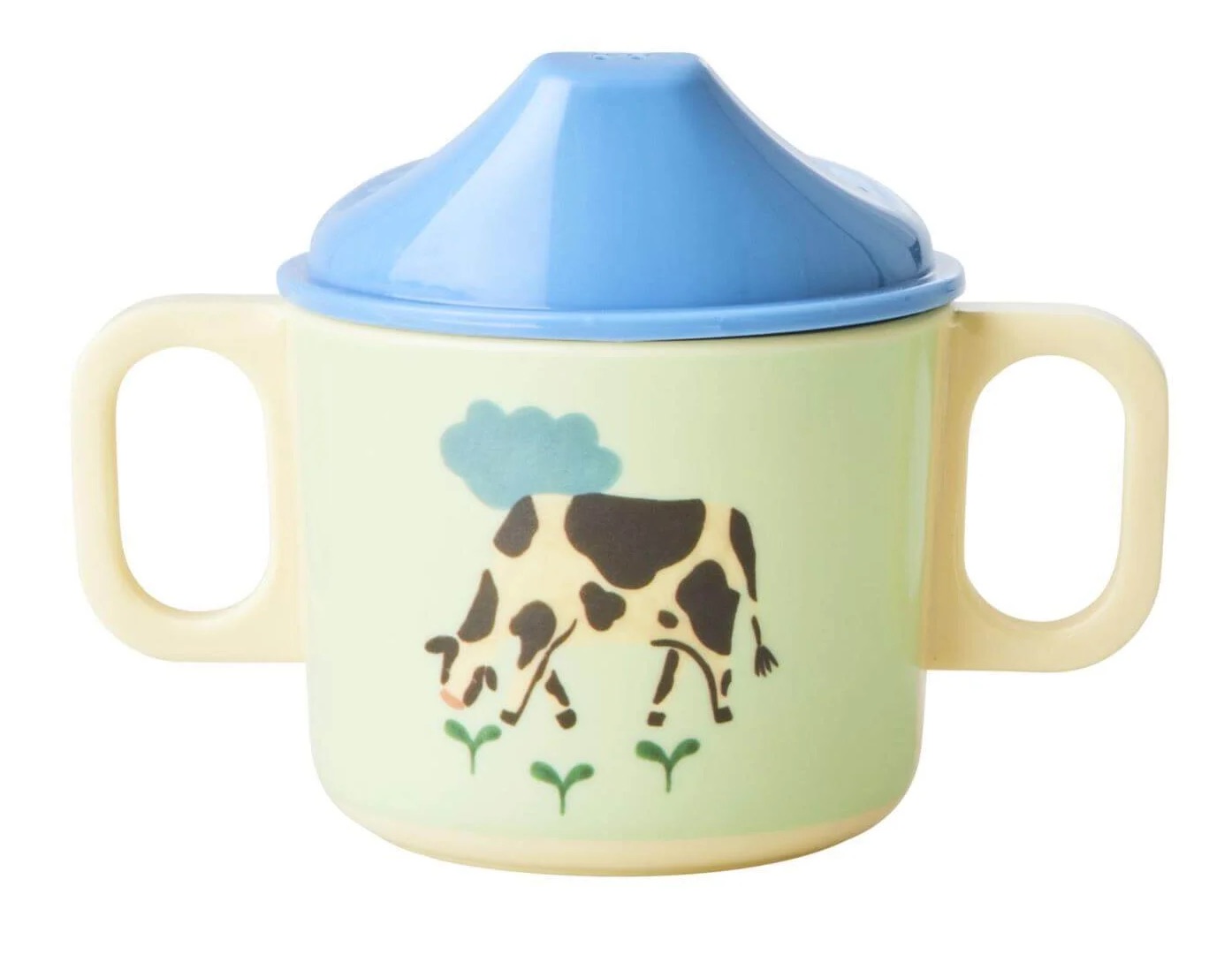 RICE Melamin Baby Trinkbecher mit 2 Griffen - Kuh