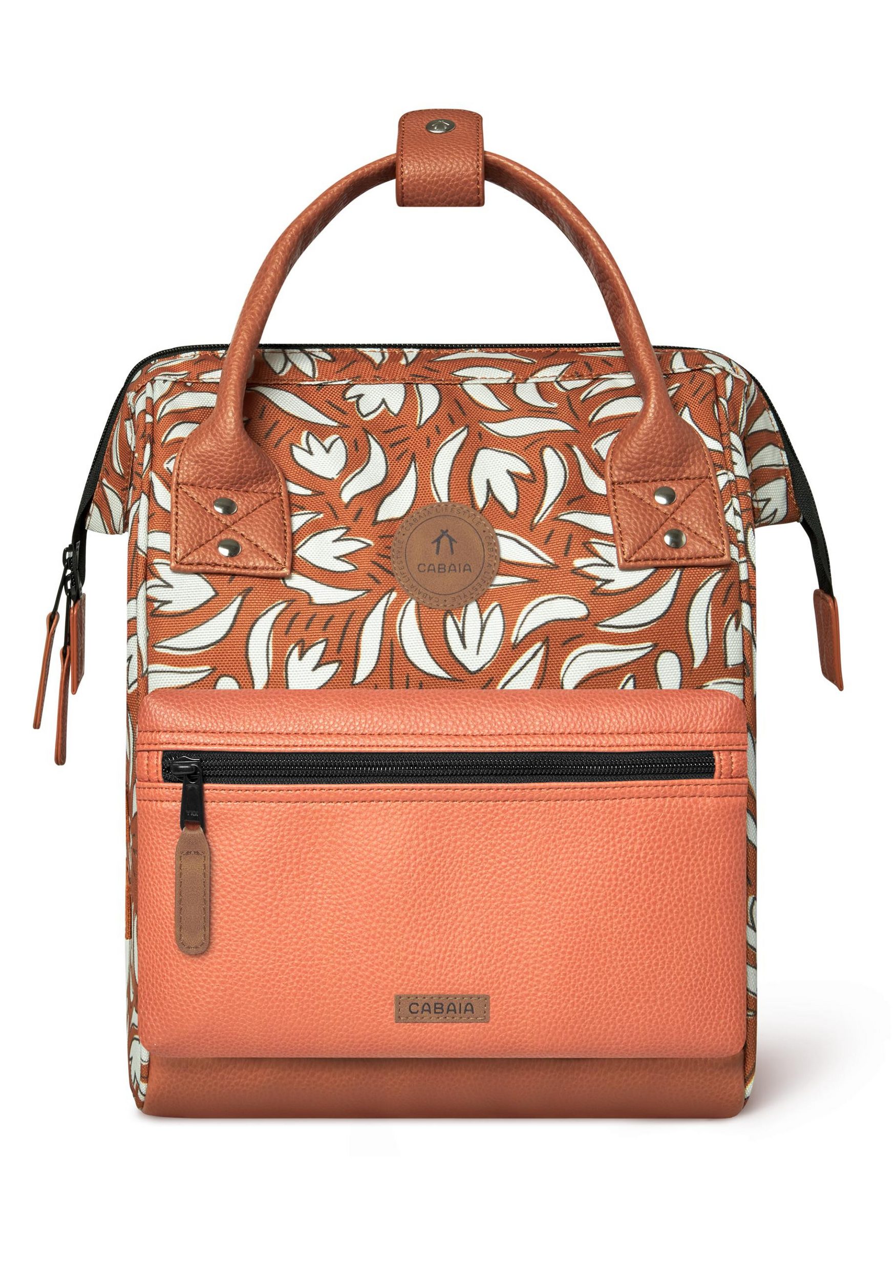 Cabaia Rucksack SUMATRA Small (mit Laptop-Fach) in Camel Blätter Design