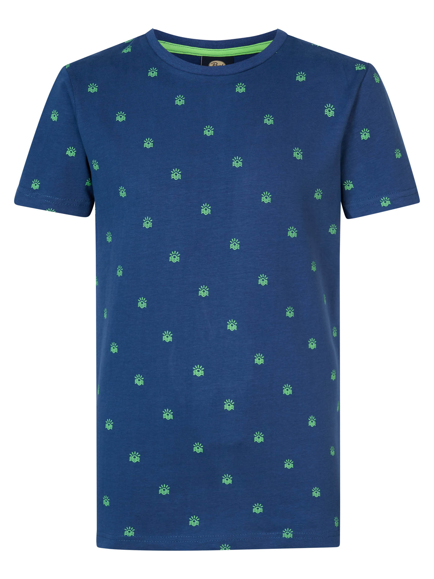 B-1040-TSR657-5082_F Petrol Industries Jungs kurzarm T-Shirt in Petrol Blue - grüner allover Print