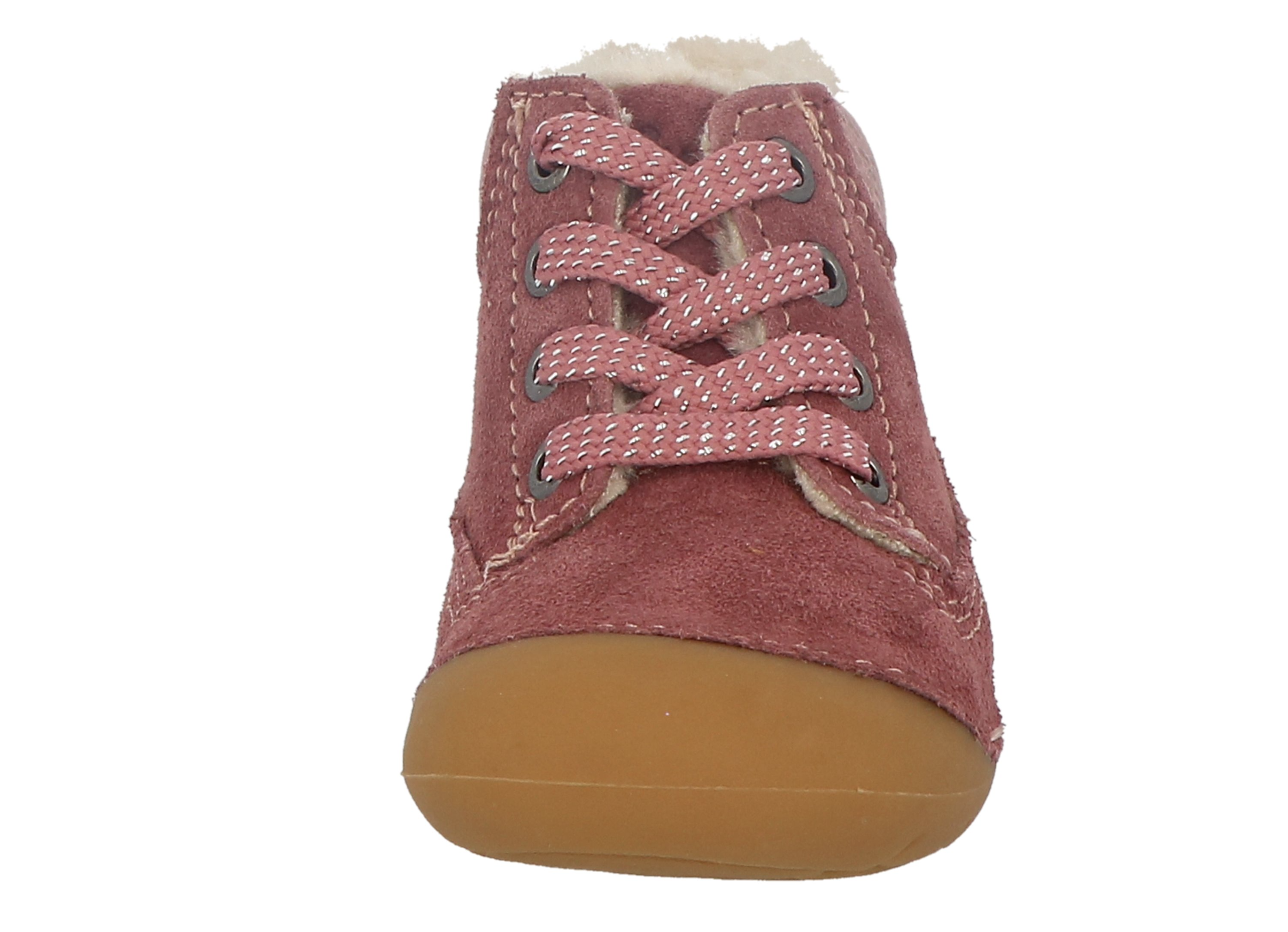 Lurchi Leder Lauflernschuhe gefüttert FERDI zum Binden - Wildberry/Altrosa