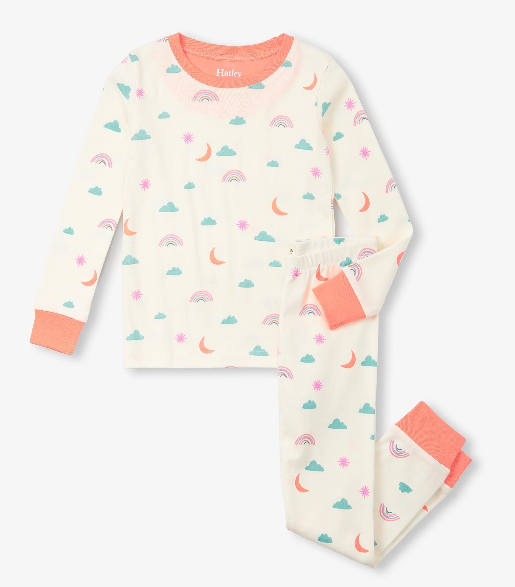 Hatley Langarm Charms Baumwolle Pyjama - Regenbogen, Wolke & Mond Hatley Langarm Charms Baumwolle Pyjama - Regenbogen, Wolke & Mond