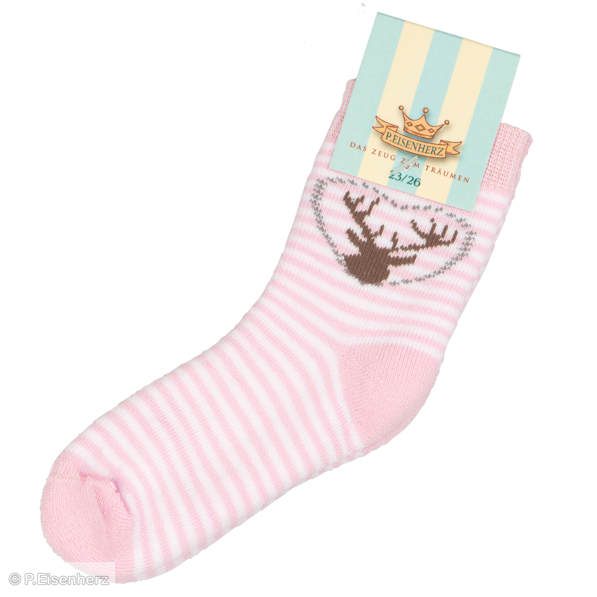 babysoeckchen-hirsch-rosa_3 P.Eisenherz Frottee Babysöckchen Hirsch, Rosa