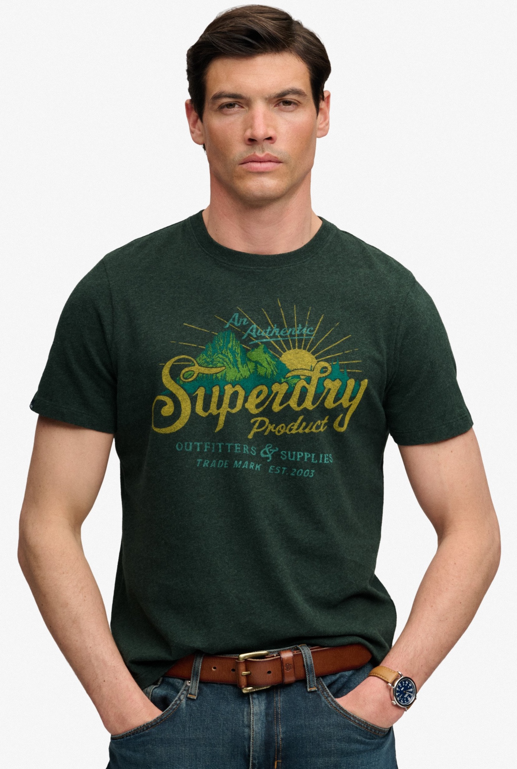 Superdry Herren outdoors Mountain T-Shirt in Denver Green Marl Superdry Herren outdoors Mountain T-Shirt in Denver Green Marl