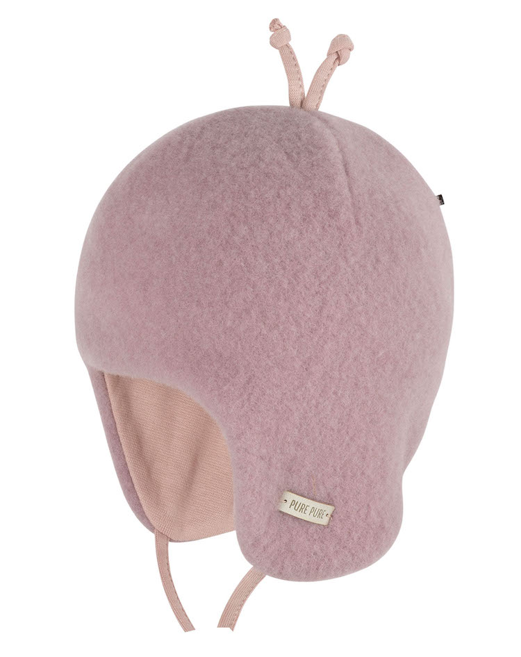 0403652-282 PURE PURE Baby Mütze mit Ohrenschutz - Wolle mit Baumwolle Futter - Dusty Flieder