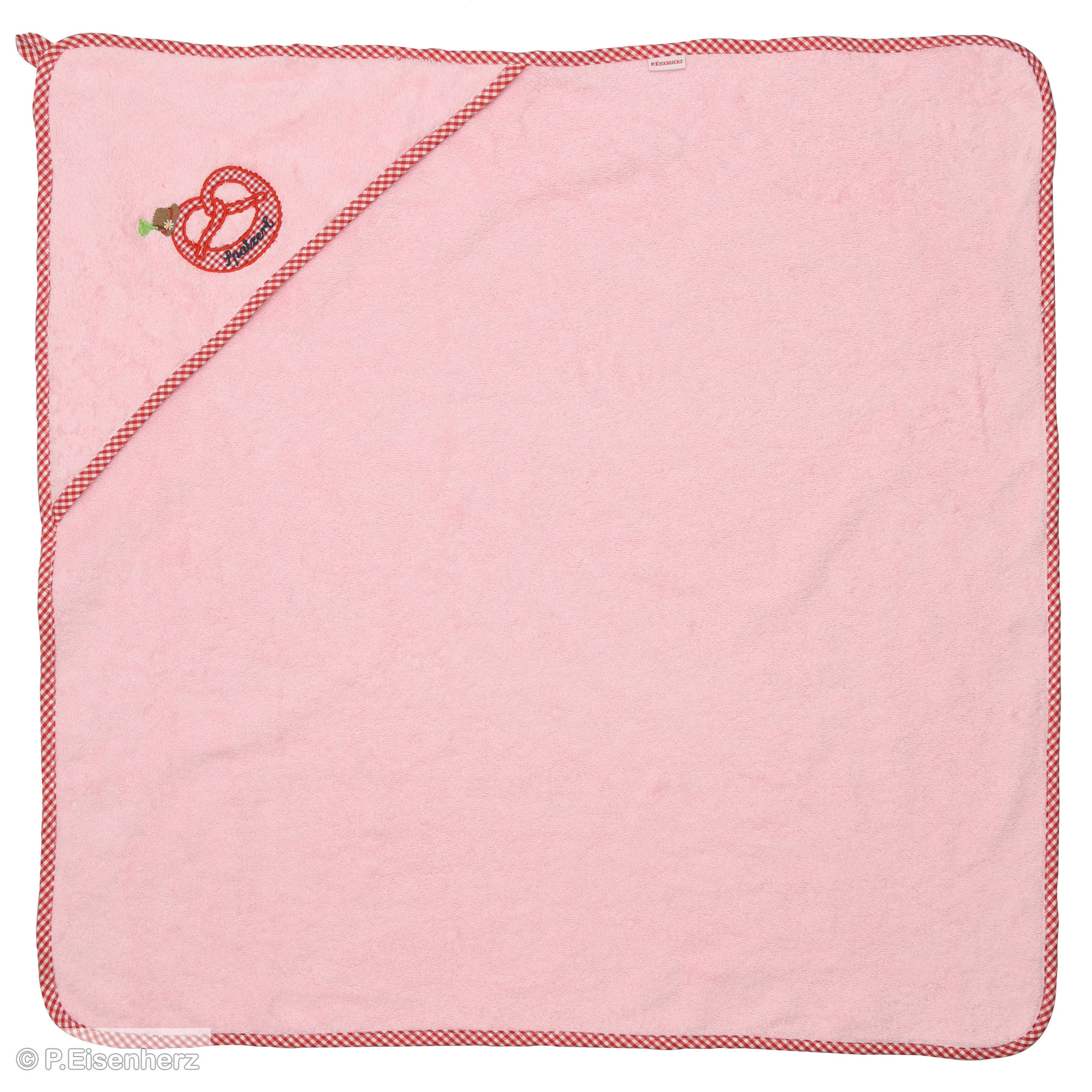 P.Eisenherz Kapuzenhandtuch "Brezel" mit Tirolerhut rosa