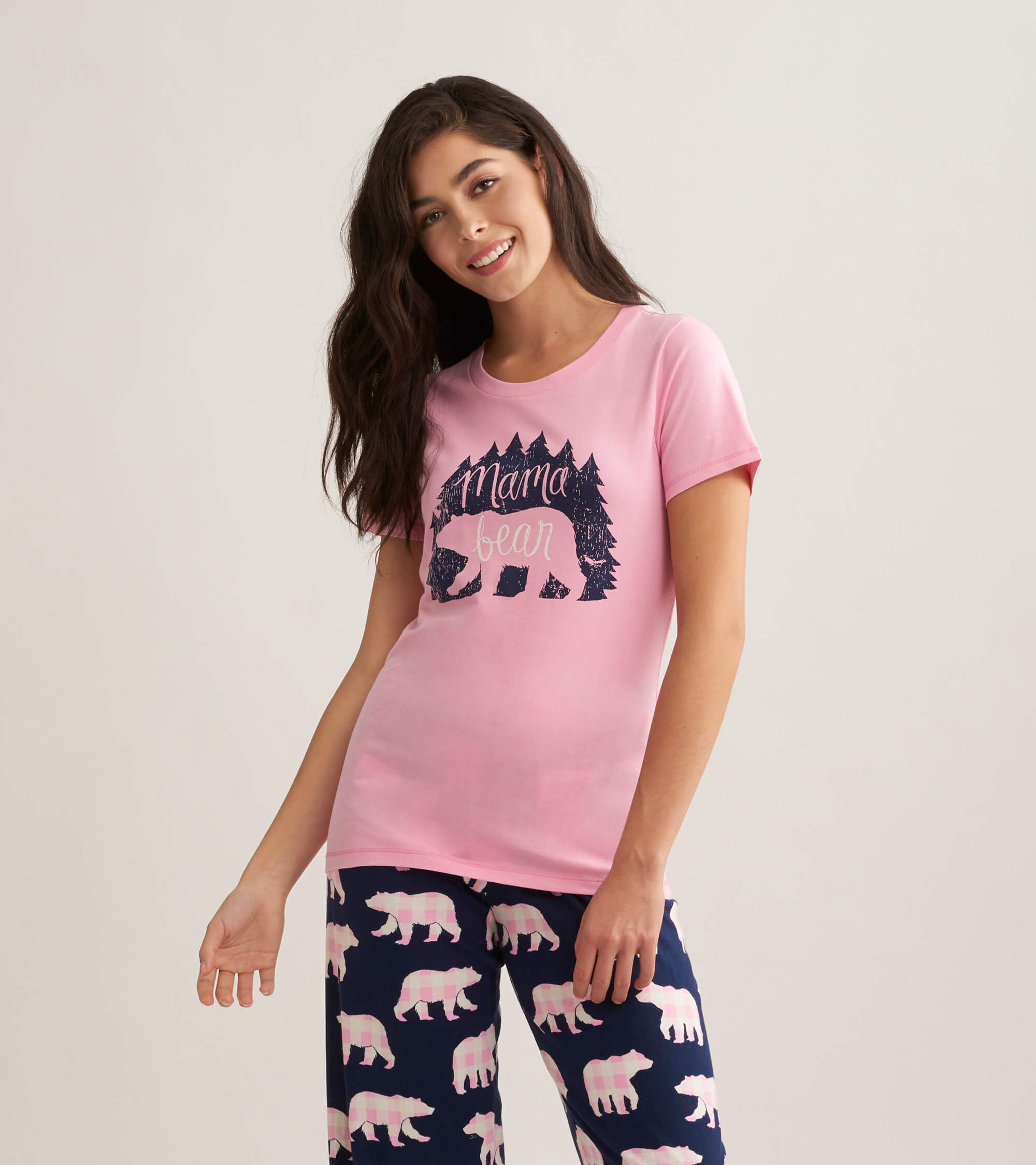 Little Blue House Damen Pajama T-Shirt - Woods Mama Bear