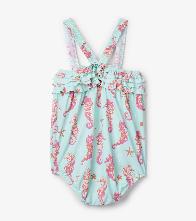 S19FSI268_A Hatley Baby Badeanzug in Mint mit pinken Seepferden - SALE