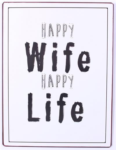 Lafinesse-Metal-Schild-Happy-life-happy-wife Lafinesse Metal Schild - Happy life, happy wife