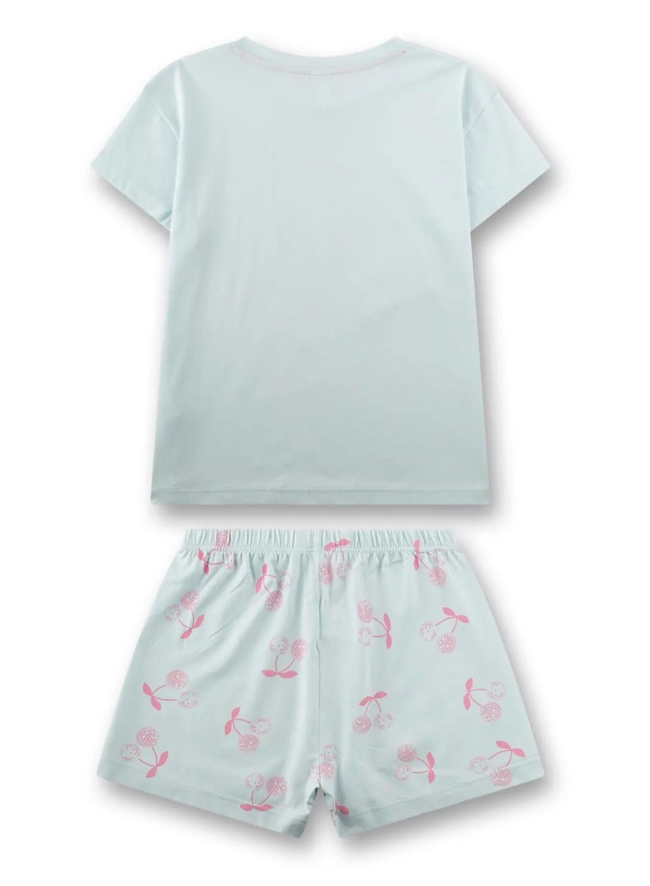 Sanetta Kurzarm Pyjama in Hellblau - Disco Kirsch