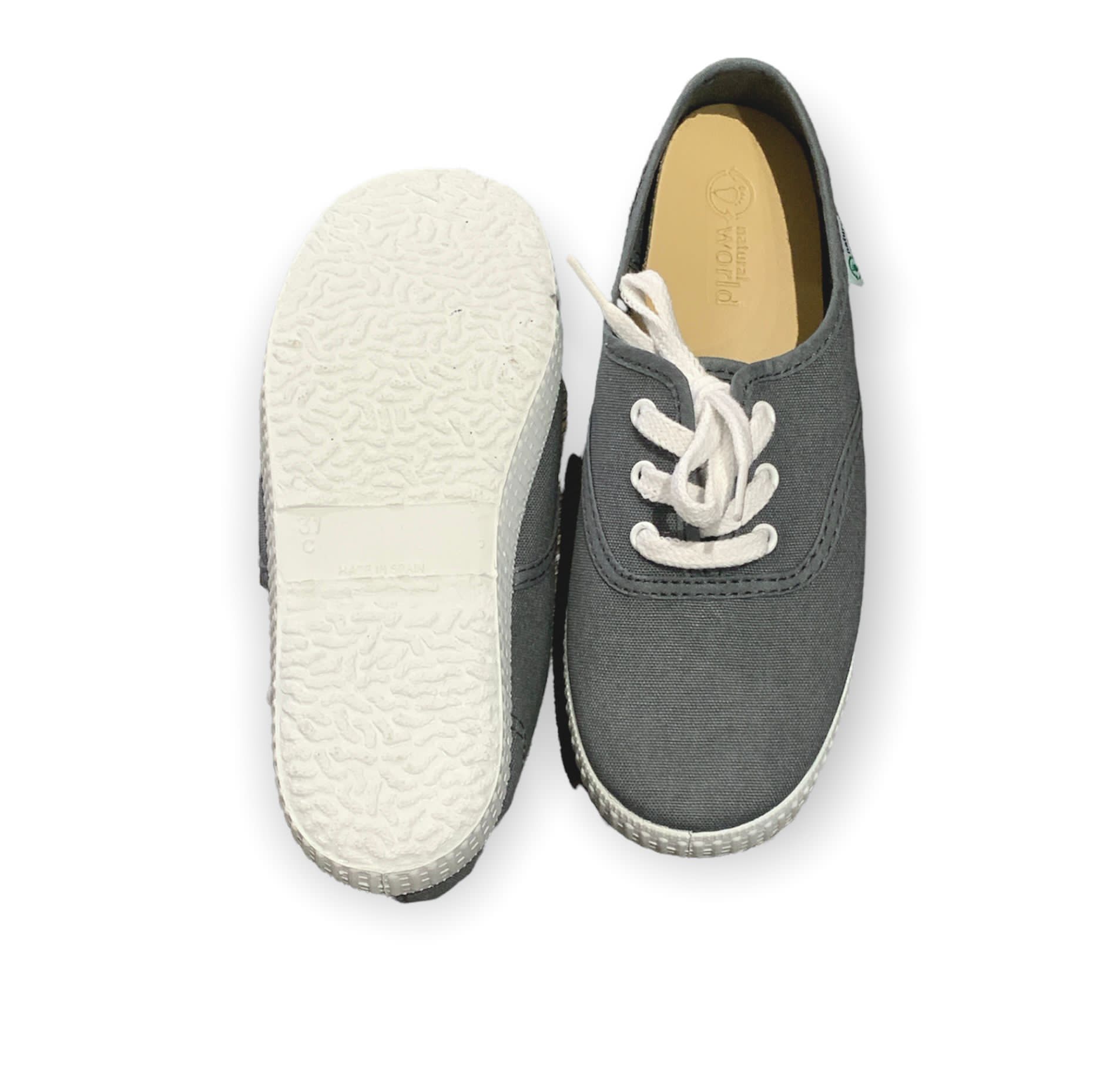 Natural World eco friendly Schuhe - zum Binden - In Grau mit Gummisohle