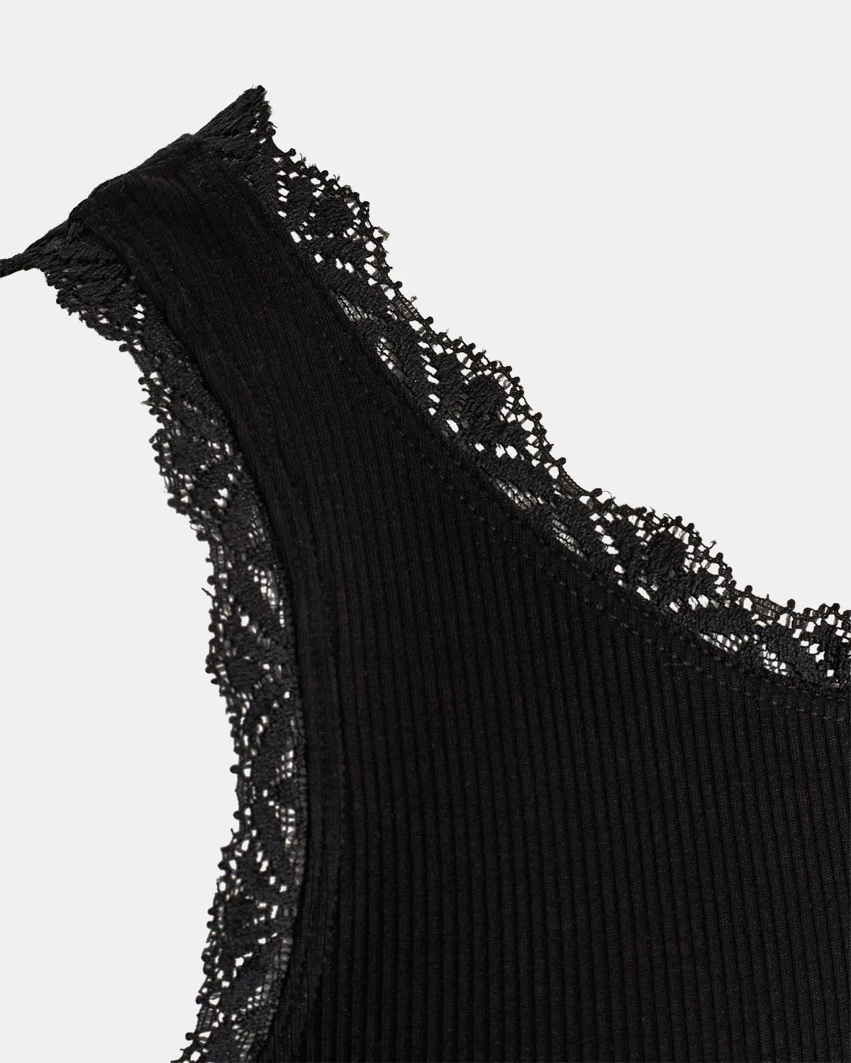 Sofie Schnoor Girls Top in Feinripp mit Spitze - Schwarz