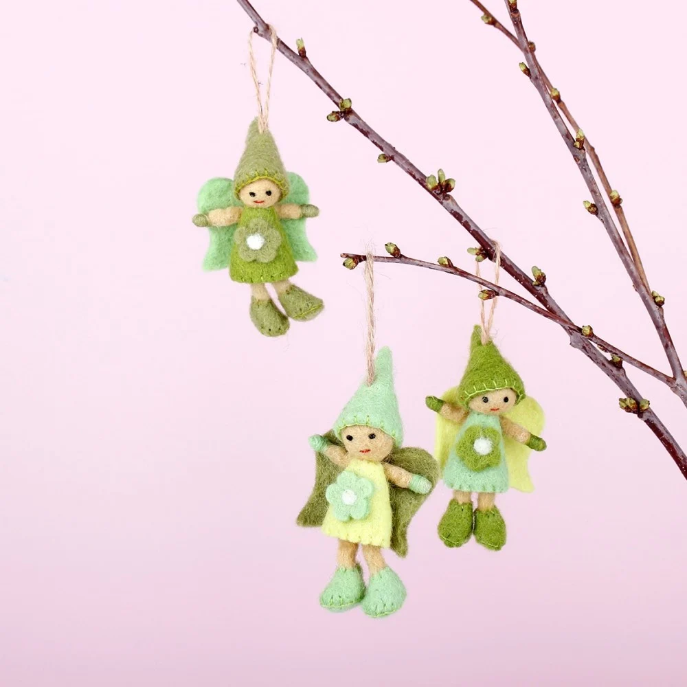 Wunderschöne Filzhänger, handgefertigt - Feen in Grün, Blau oder Flieder