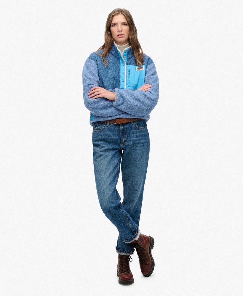 Superdry Damen Fleece-Pullover - Colour Block in Blau Superdry Damen Fleece-Pullover - Colour Block in Blau