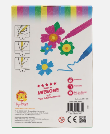 Tiger Tribe Glitter Markers - Glitzerstifte - 6 Stifte