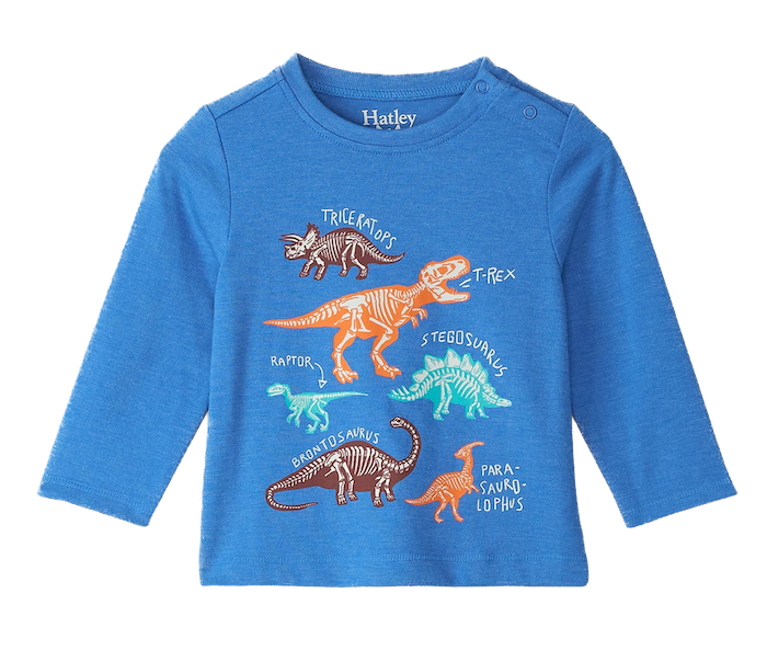 Hatley Dino Knochen Langarm Shirt in Blau - SALE