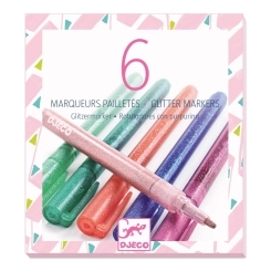 Djeco Glitzer Marker Set - Sweet - 6 Stifte Djeco Glitzer Marker Set - Sweet - 6 Stifte