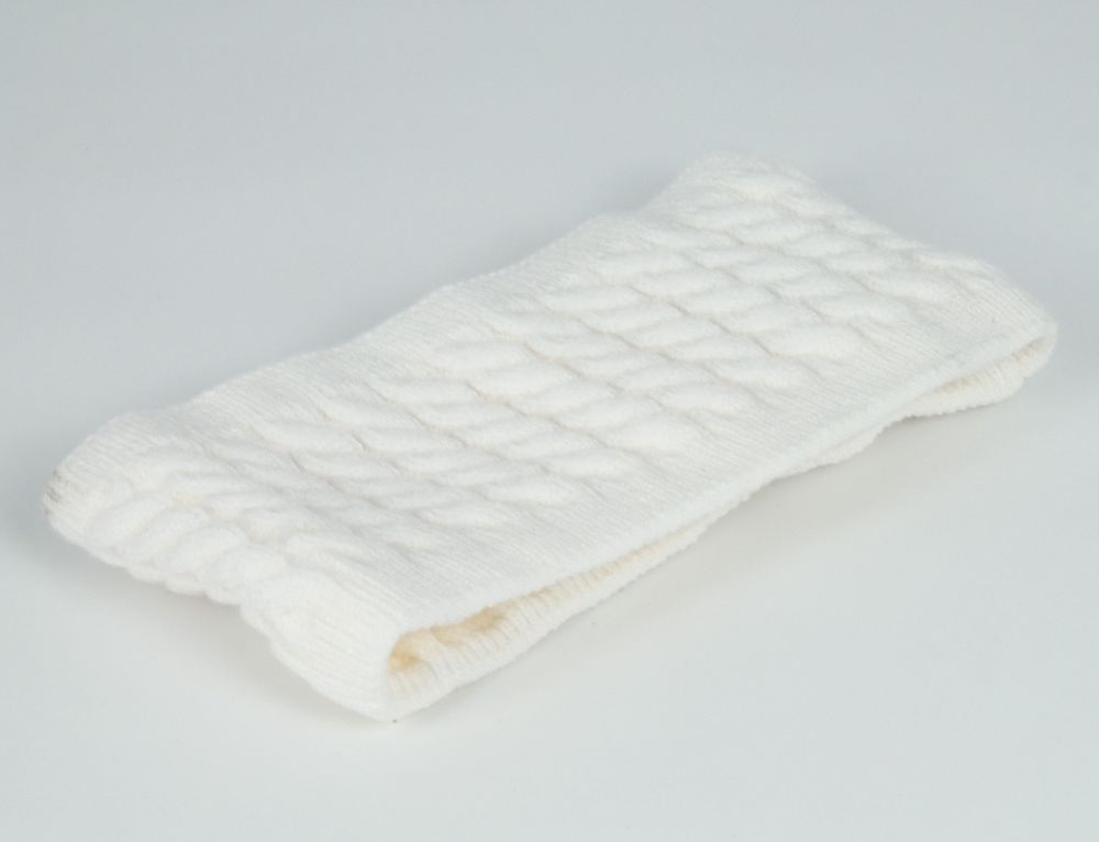 KisMe Strick Stirnband mit Fleece Futter - Kabelstrick Weiß