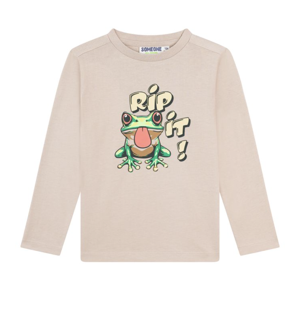 Someone FEDDE Langarm Shirt in Beige - Frosch Rip it!