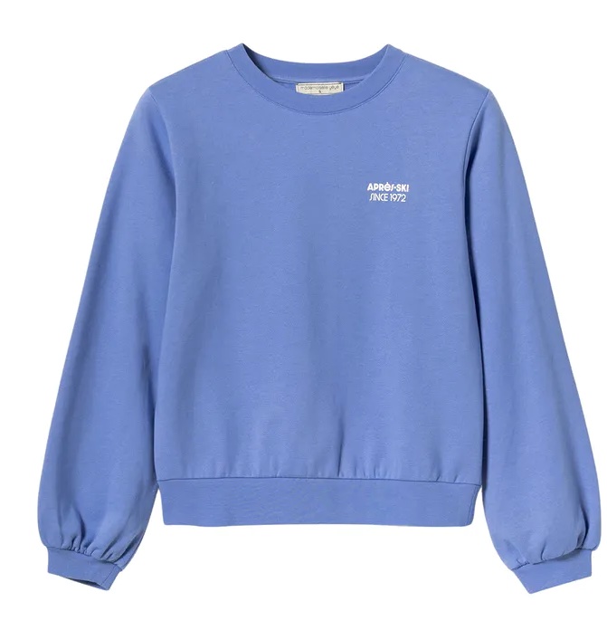 Mademoiselle YeYe Aprés Ski Sweatshirt Bio Baumwolle in Persian Jewel Blau - SALE