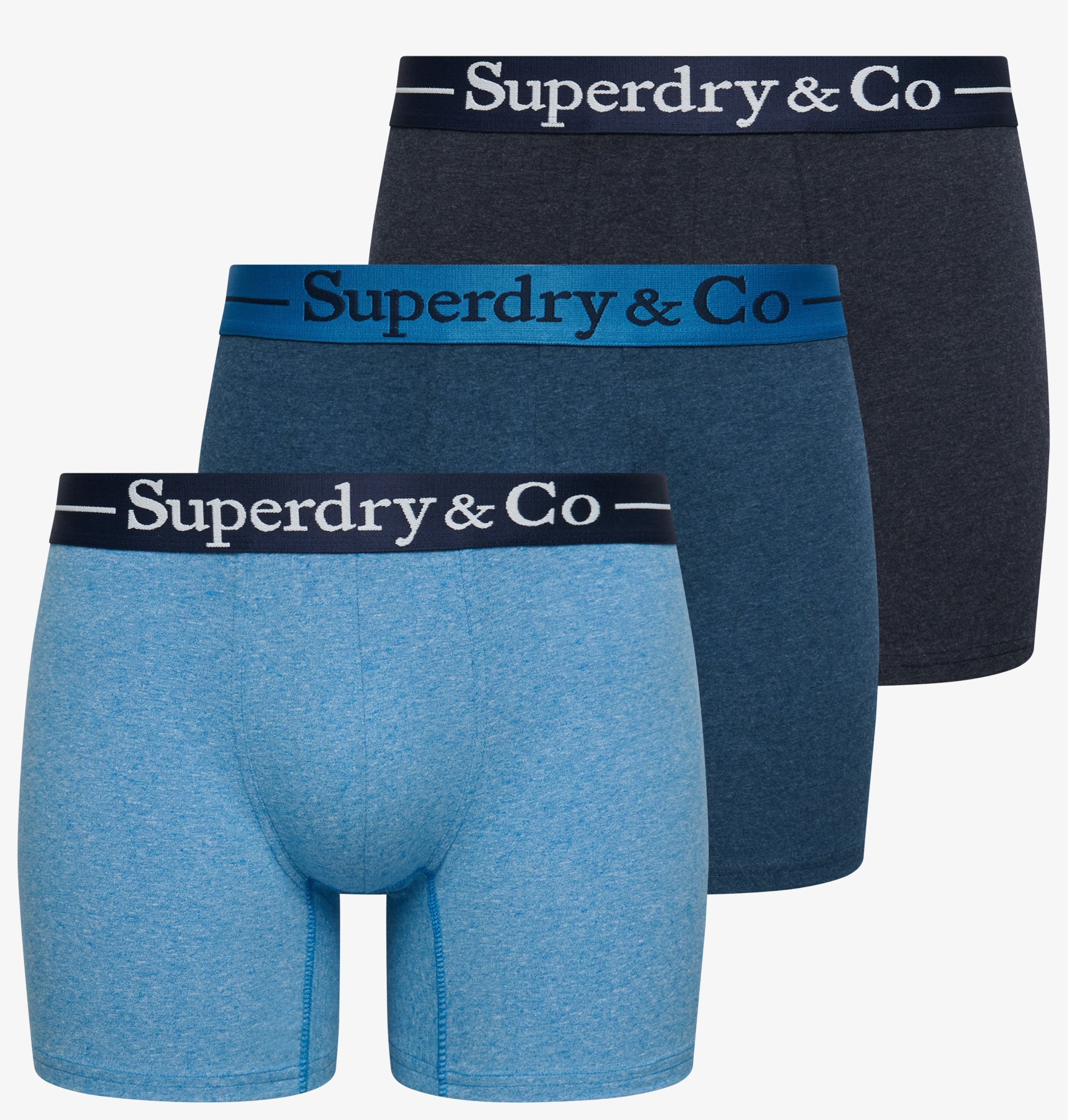 Superdry Herren Boxer 3er Set - Navy Marl/Indigo Marl/Blue Grit