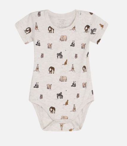 2023040526016d_hc-kurzarm-body-bue-tiere-39637523-beige Hust & Claire Bue Bambus Body Kurzarm mit Tiere Panda, Kangaroo, Elefant