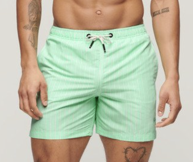 Superdry Badehose gestreift Mint/Weiß Superdry Badehose gestreift Mint/Weiß