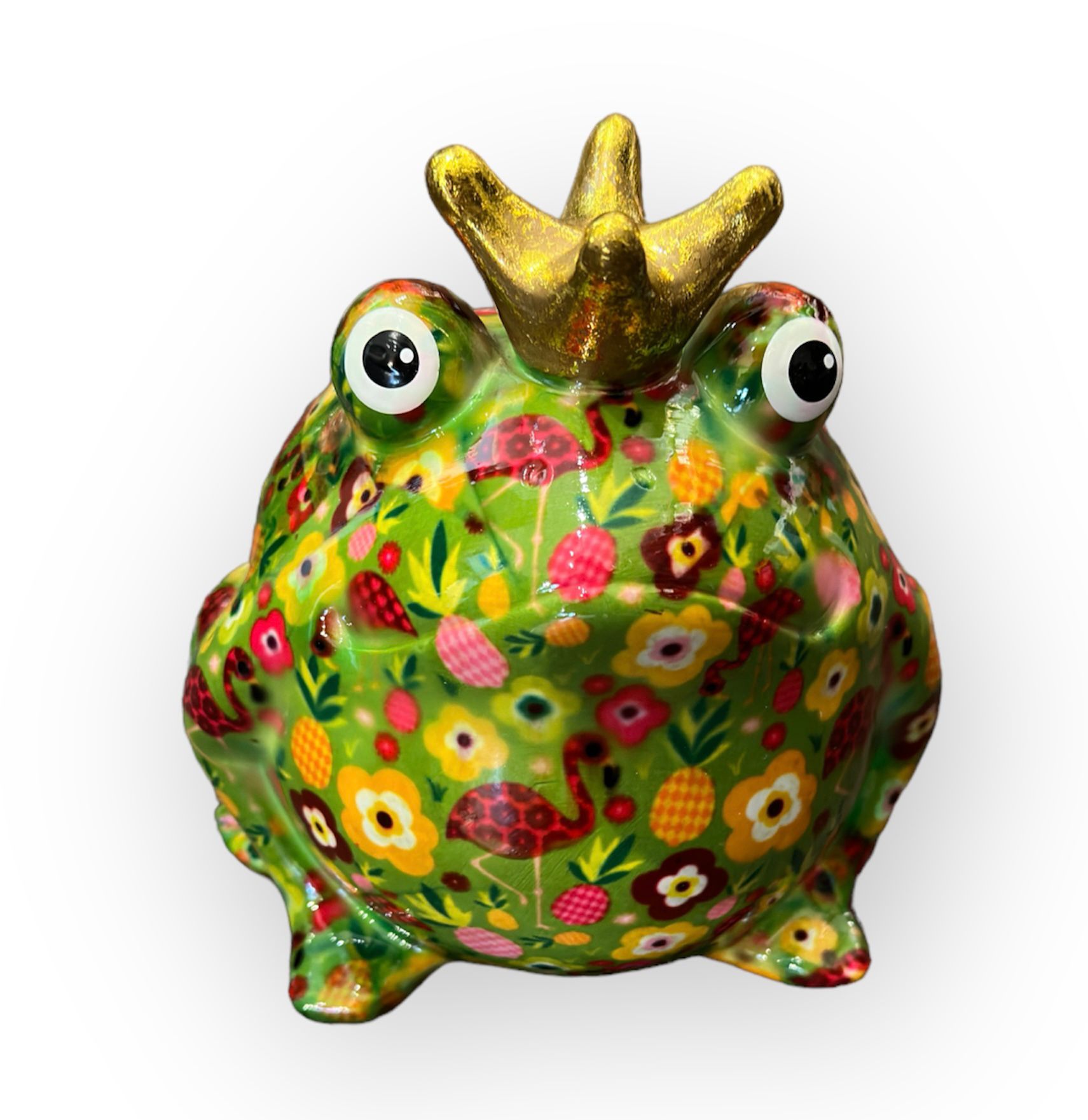 Pomme pidou Spardose Frosch Freddy Edition Grün - Grün mit Flamingos