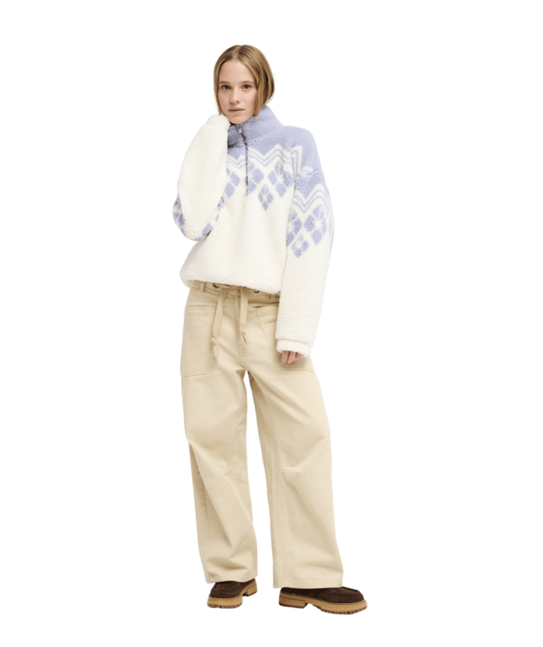 Roxy Mountain Story Fleece-Pullover/Fleece-Jacke mit Reißverschlusskragen - Blau & Weiß Roxy Mountain Story Fleece-Pullover/Fleece-Jacke mit Reißverschlusskragen - Blau & Weiß