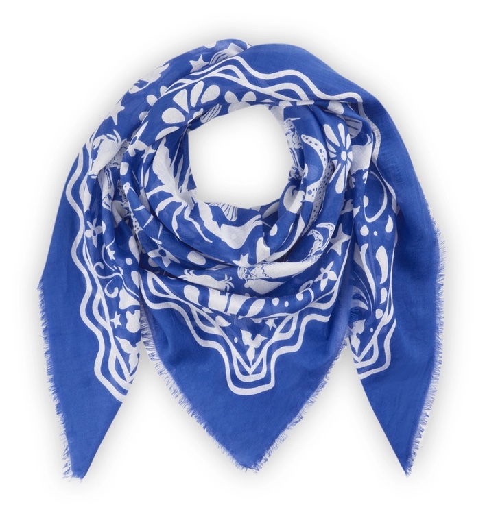 Codello Tuch aus Modal und Baumwolle mit Meeres-Motiven in Blau Codello Tuch aus Modal und Baumwolle mit Meeres-Motiven in Blau