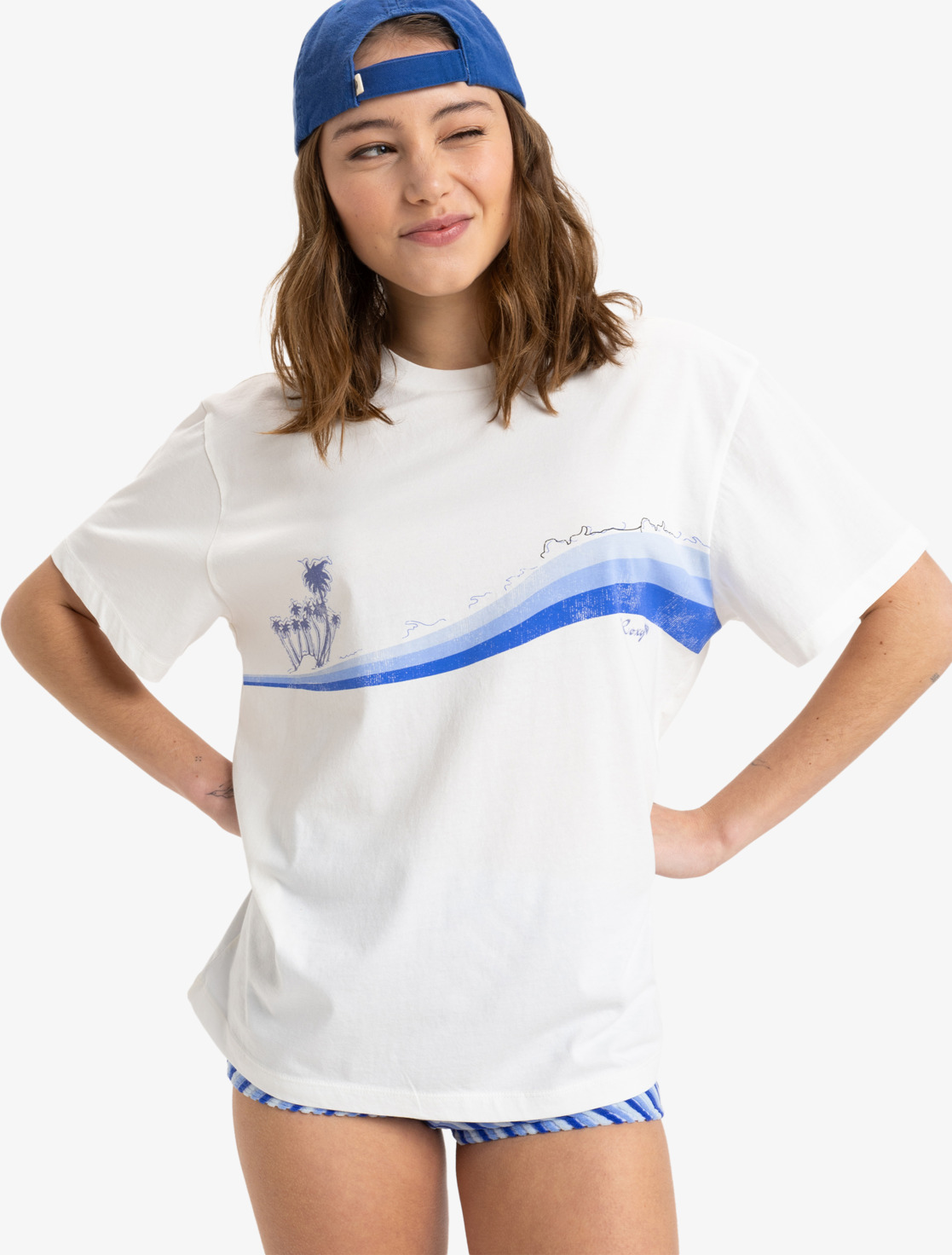 Roxy Hangloose Poster T-Shirt für Frauen in Egret Creme - SALE