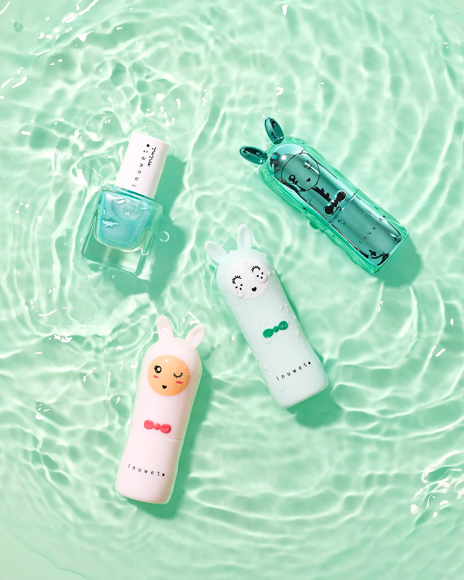 inuwet Kinder Wasserbasierter Nagellack - Türkis Glitzer mit Apfel Duft