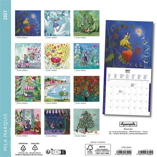 Mila Marquis Mini-Wandkalender 2027 – 16 Monate mit fantasievollen Illustrationen