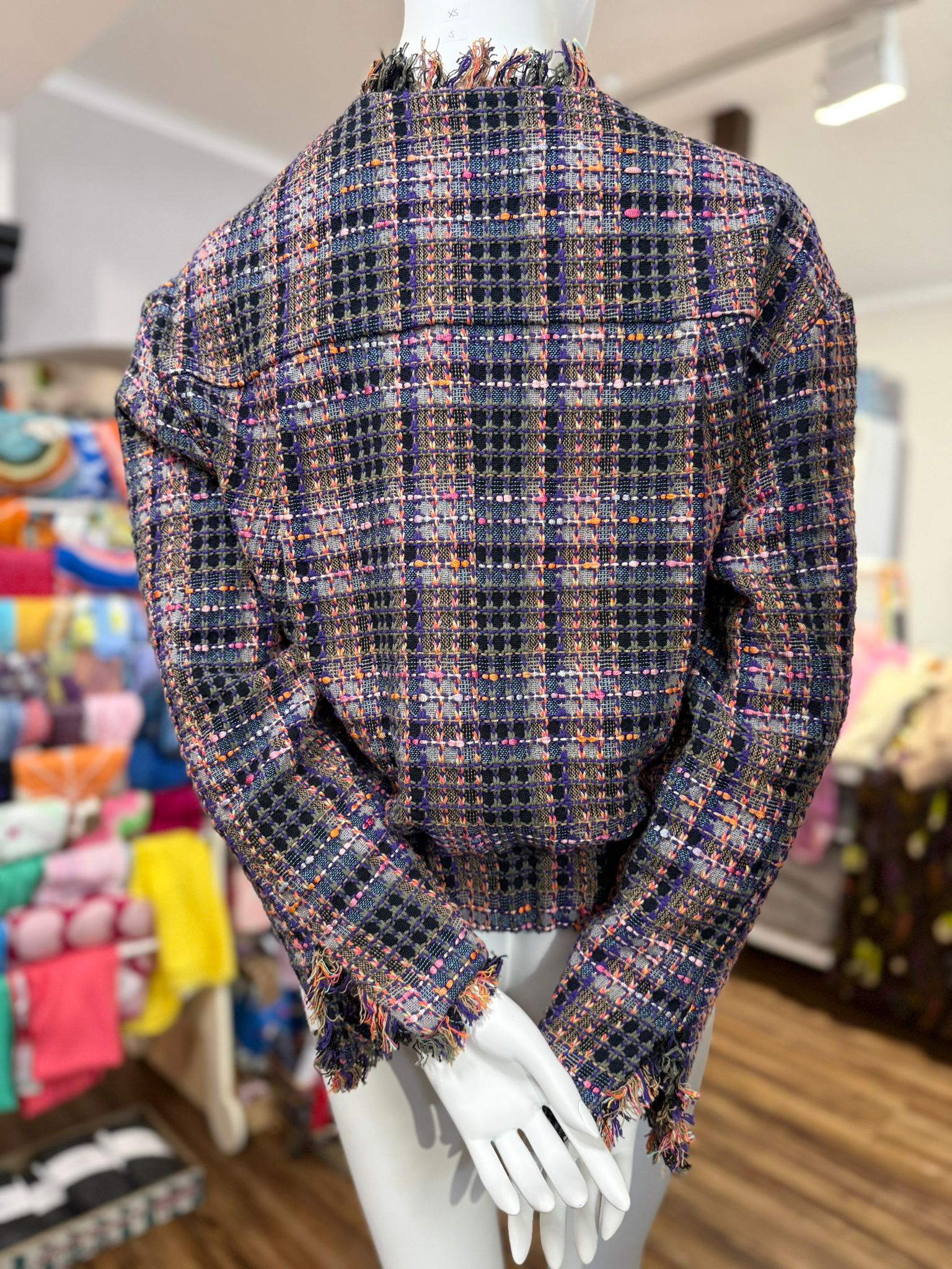 Yess Belgium Charize Blazer Tweed Boucle - Navy bunt gemustert